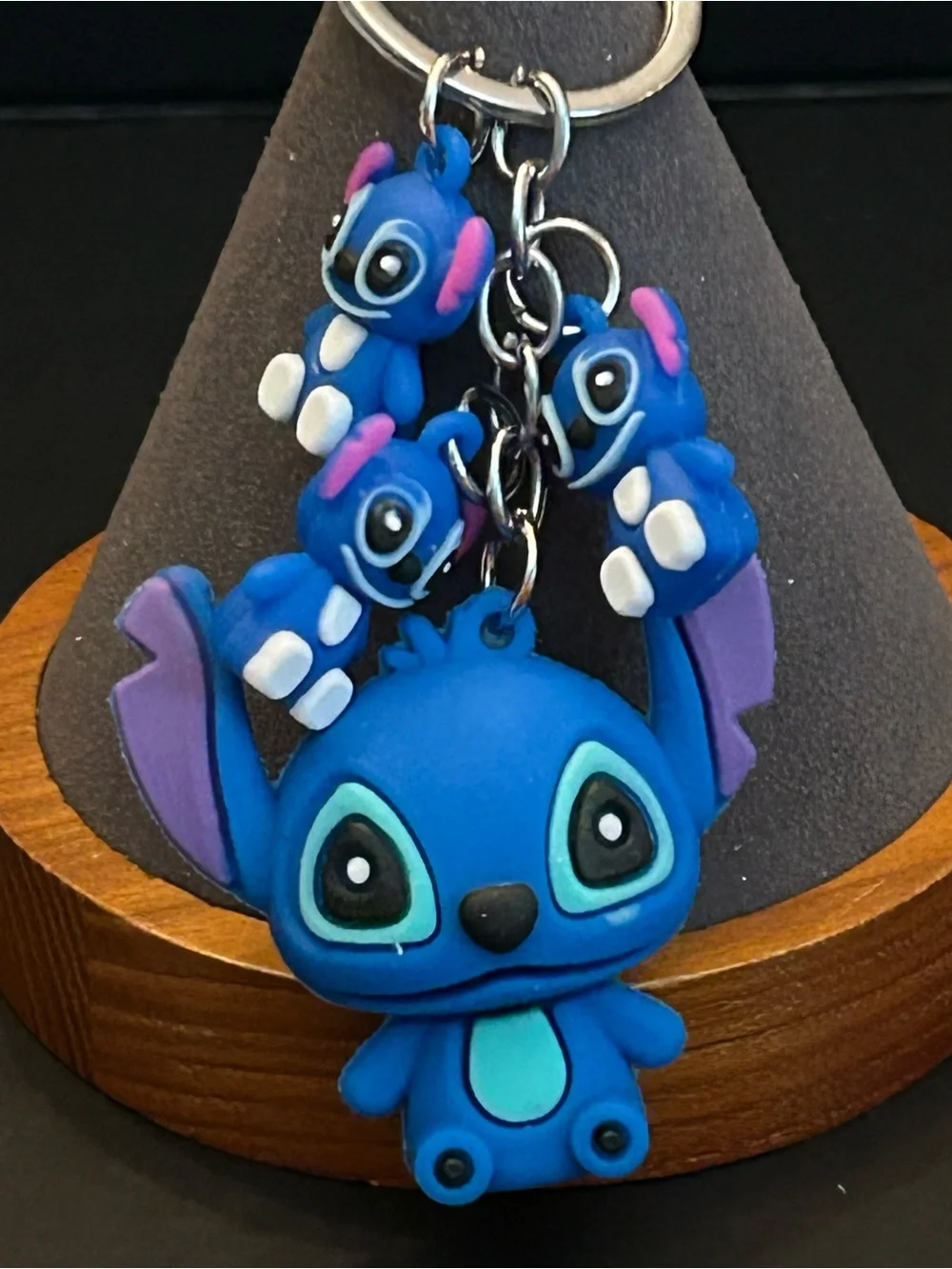 Blue Stitch 4 Characters Backpack Bag Charm Keychain with Mini Charms Brand New